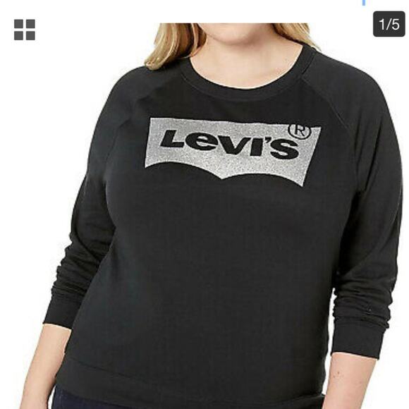 NWT Levi's Crewneck Sweatshirt Black Silver Glitter size 3X - Picture 1 of 7